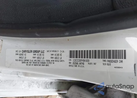 2015 Chrysler 200 C из США, поврежденный, VIN 1C3CCCCB3FN501659